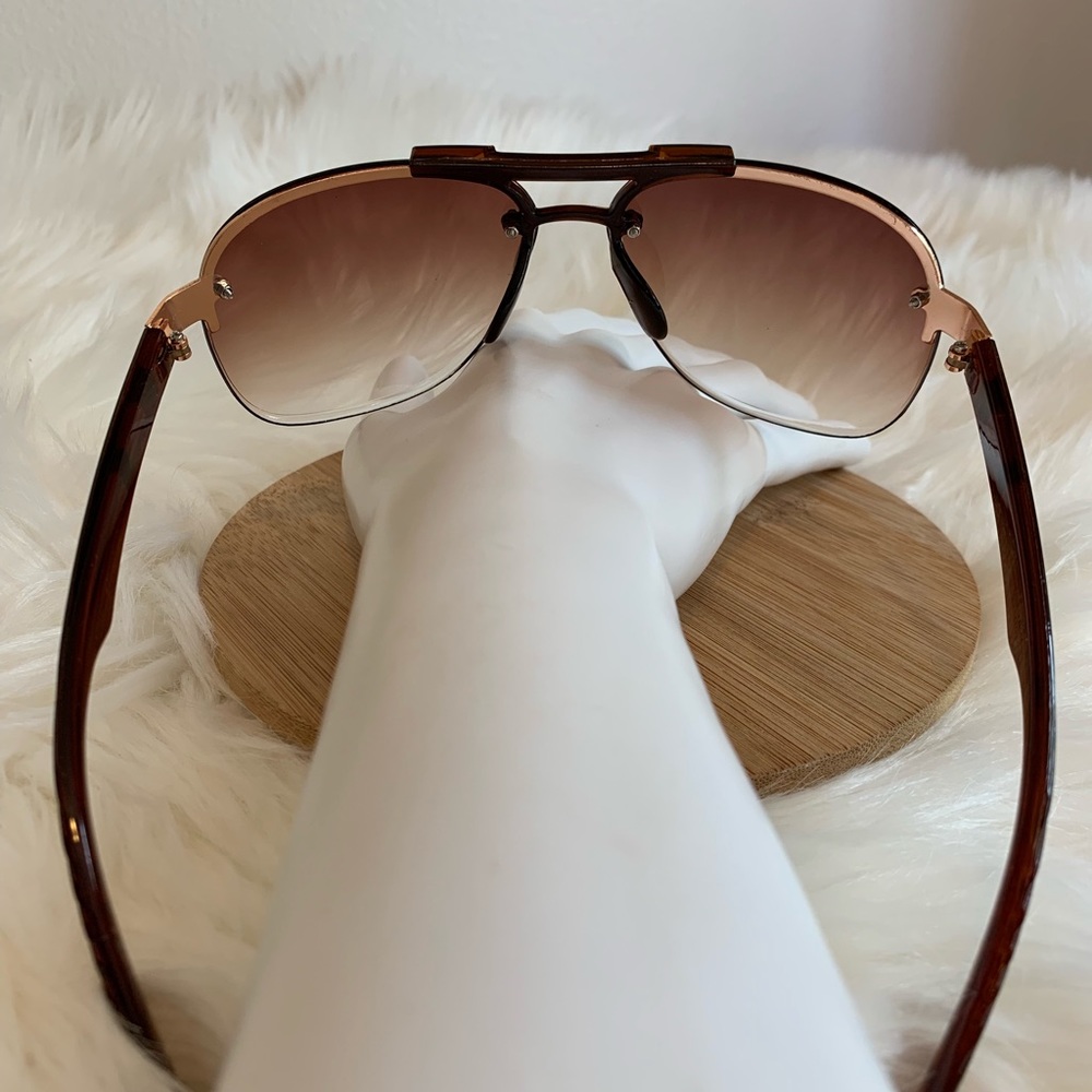 Brown Retro Aviation Pilot Sunglasses - Picture 4 of 12